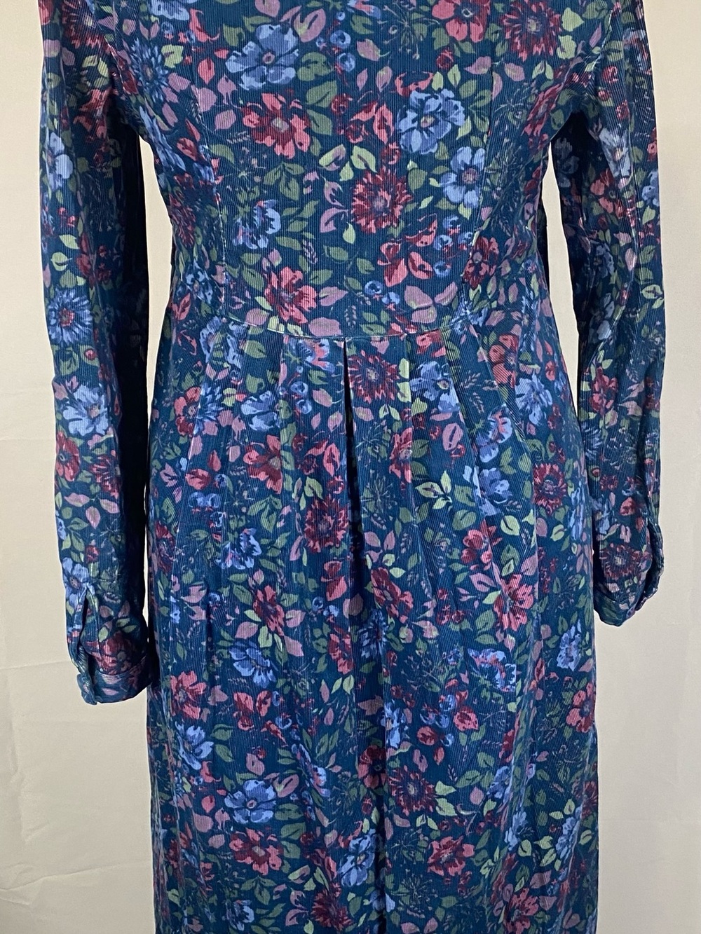 Vintage Laura Ashley Floral Corduroy Prairie Dress Cottagecore Midi Size 10